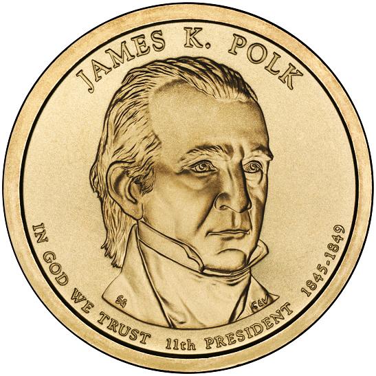 1 доллар 2009 США — James Knox Polk (11-й президент)