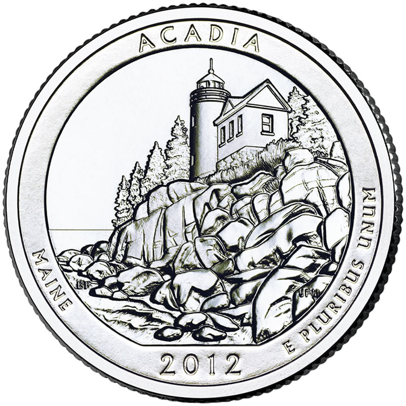 25 центов США Национальный парк Акадия Мэн