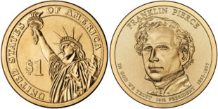 1 доллар 2010 США — Franklin Pierce (14-й президент)