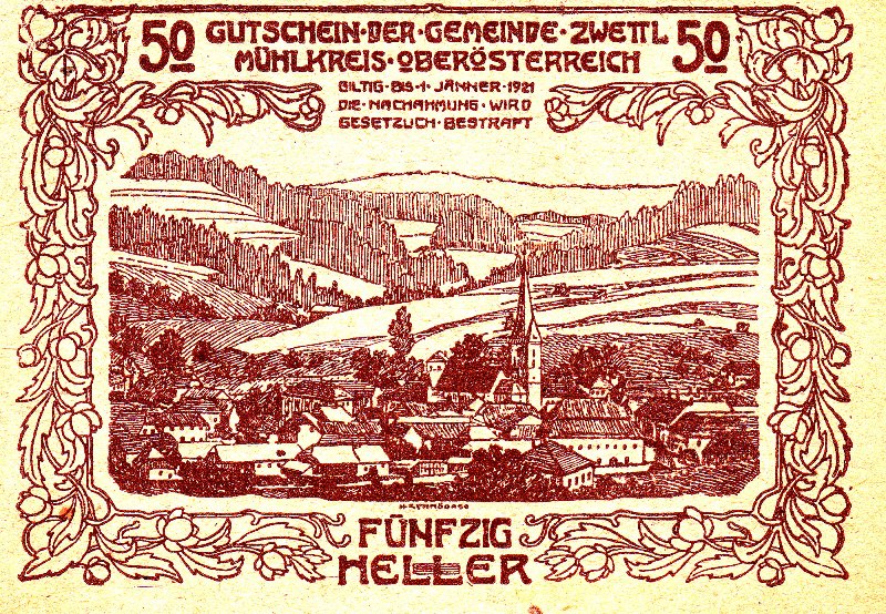 Нотгельд 50 геллеров 1921 года