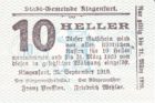 Нотгельд 10 геллеров 1919 года