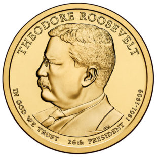 1 доллар 2013 года Теодор Рузвельт ( Theodore Roosevelt 26 президент)