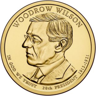 1 доллар 2013 года Вудро Вильсон ( Woodrow Wilson 28 президент)