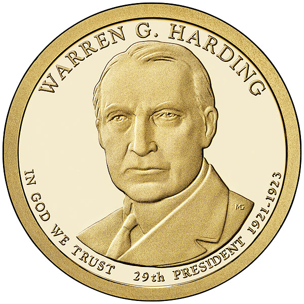 1 доллар 2014 года Уоррен Гардинг ( Warren G. Harding 29 президент)