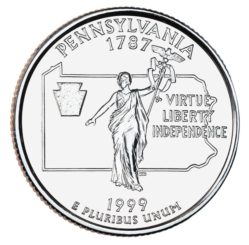 25 центов США Штат Пенсильвания