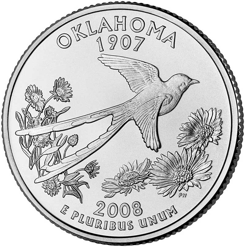 25 центов США Штат Оклахома