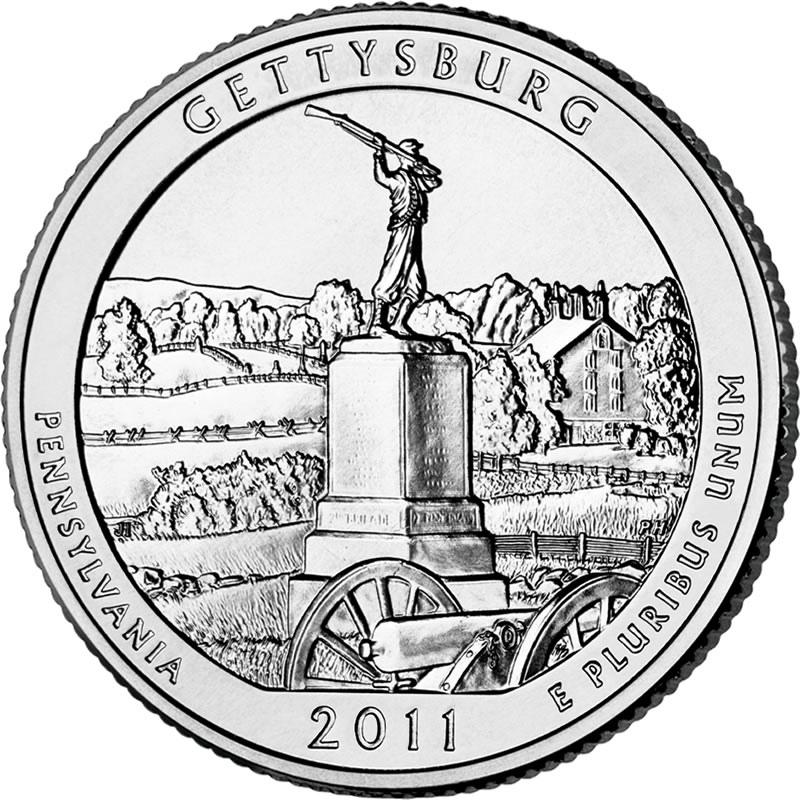 25 центов США Национальный парк Геттисберг Пенсильвания