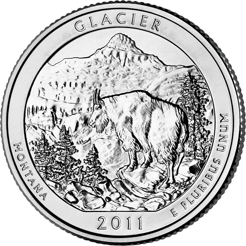 25 центов США Национальный парк Глейшер Монтана
