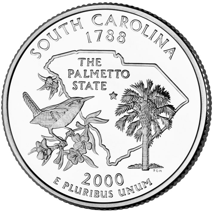 25 центов США Штат Южная Каролина