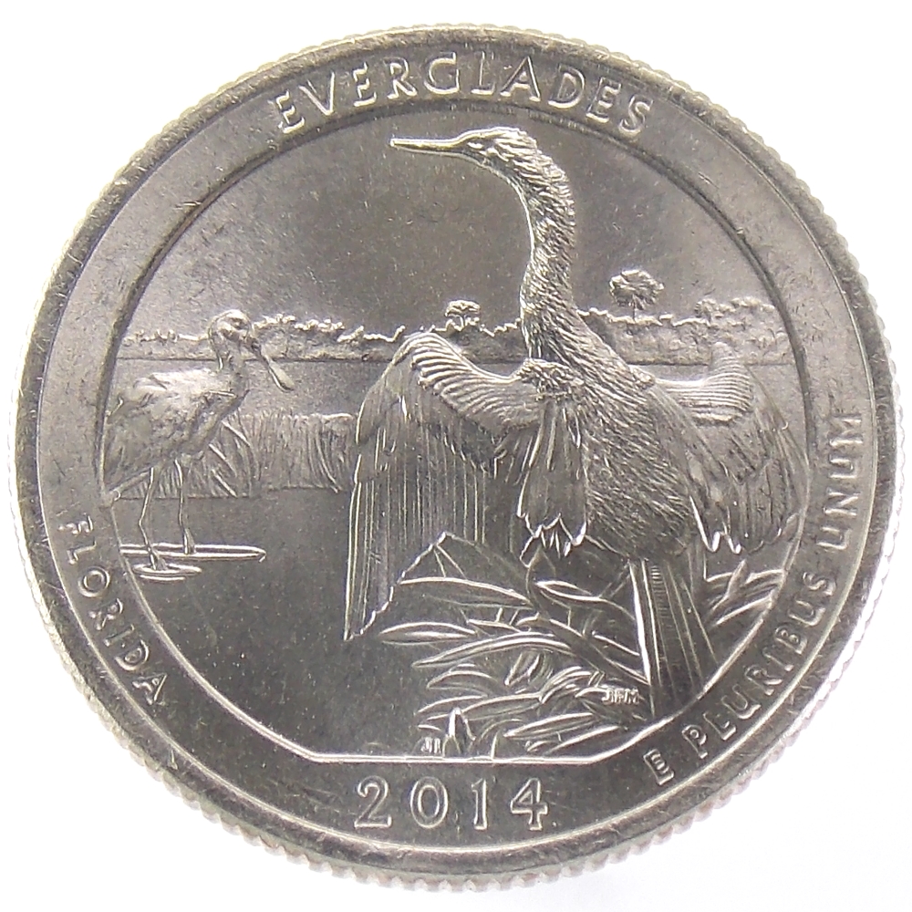 25 центов США 2014 г. «Национальный парк Эверглейдс»