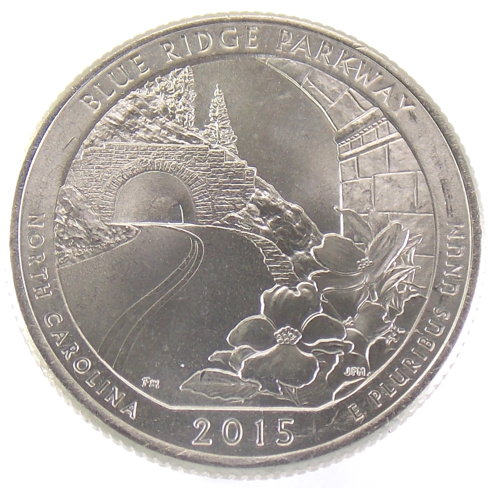 25 центов США 2015 г. «Автомагистраль Блу-Ридж»