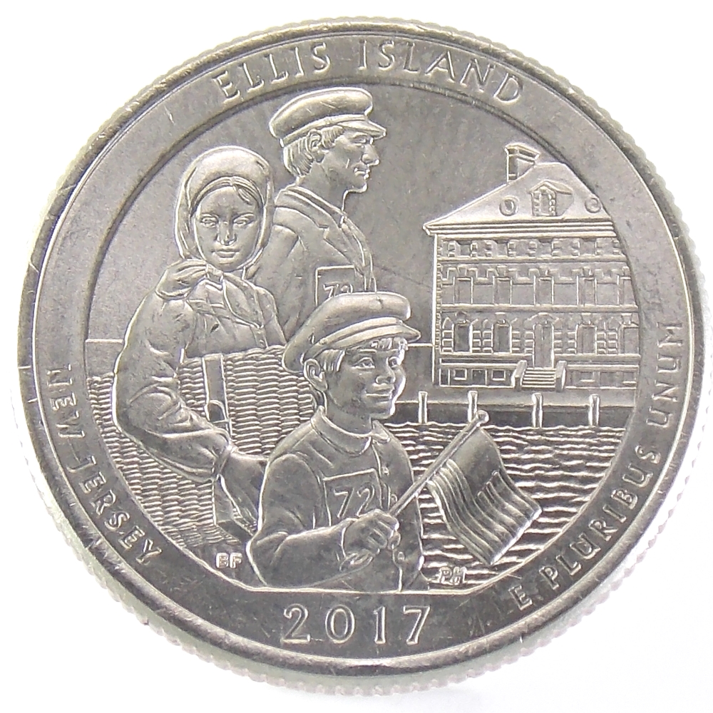 25 центов США 2017 г. «Национальный монумент острова Эллис»