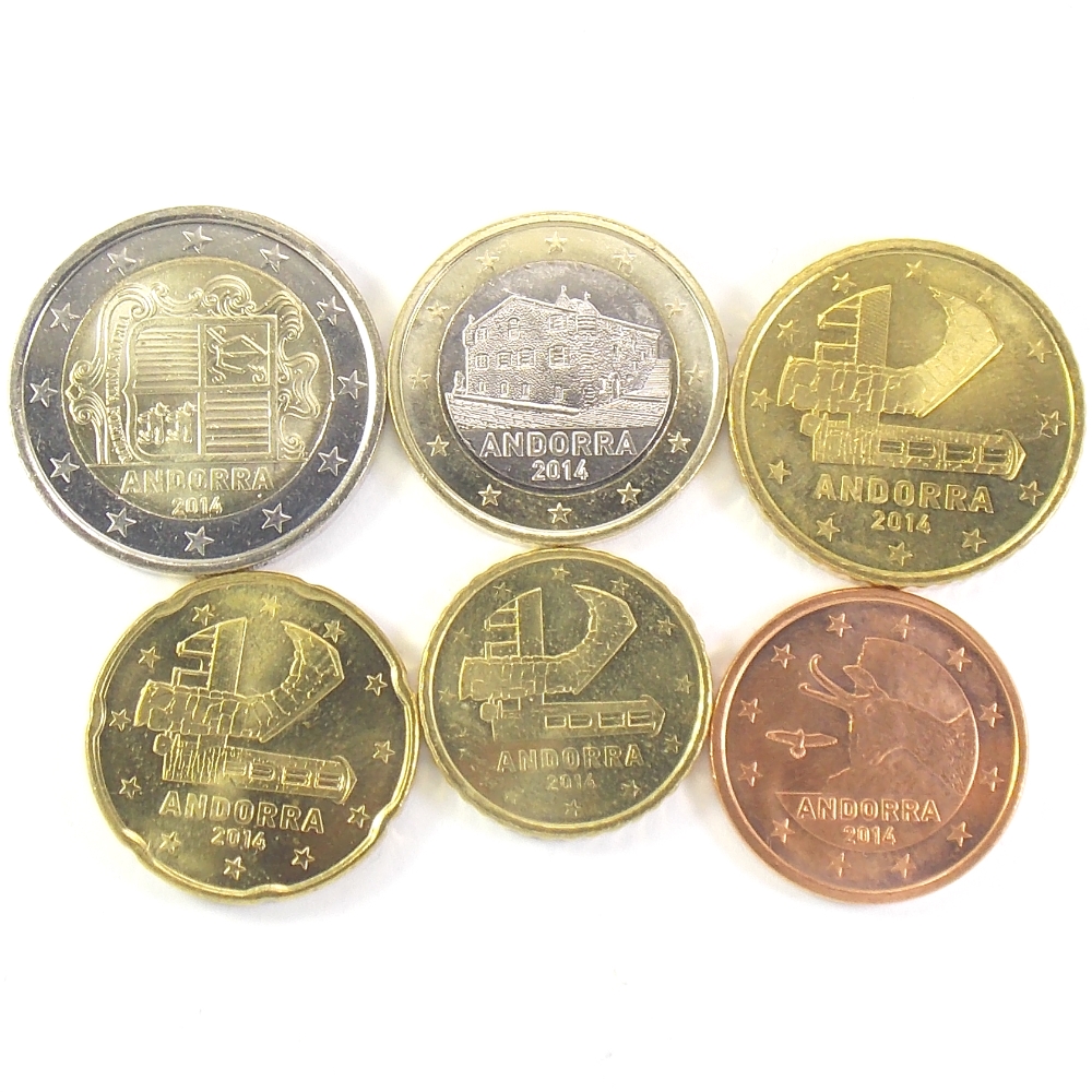 Набор монет Евро 2014 г. Андорра (6 шт.)