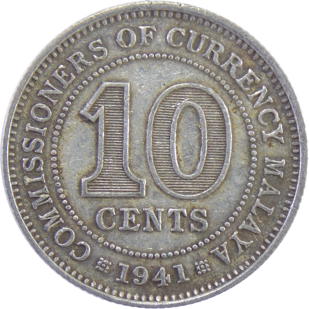 Британская Малайя. 10 центов 1941 г.