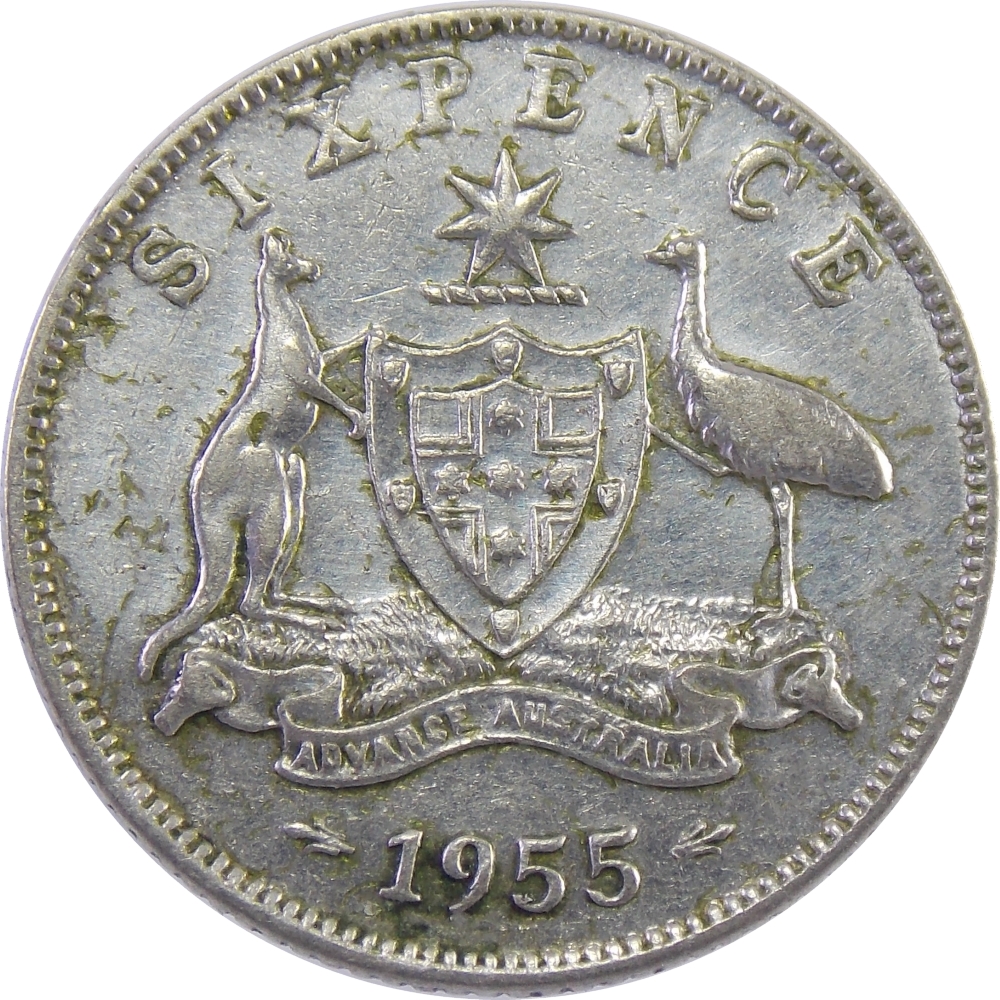 Австралия. 6 пенсов 1955 г.