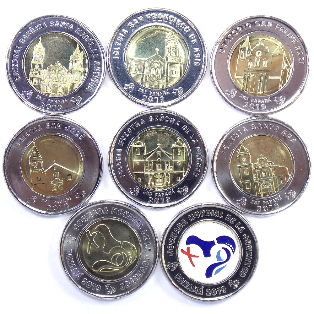 Панама. Набор монет 1 бальбоа 2019 г. «Всемирный день молодёжи»