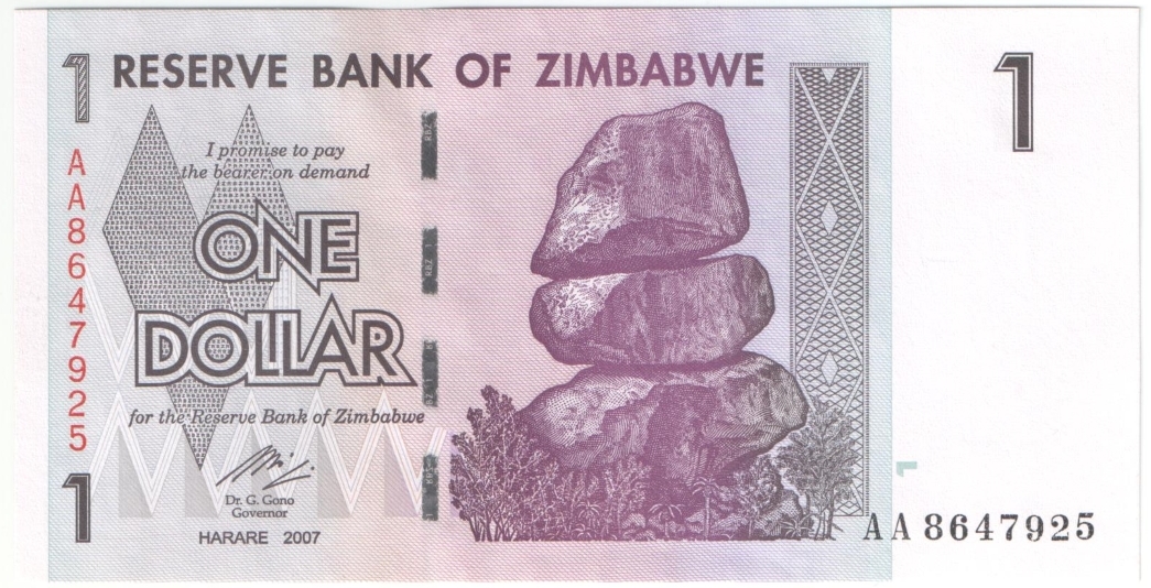 Зимбабве. 1 доллар 2007 г.
