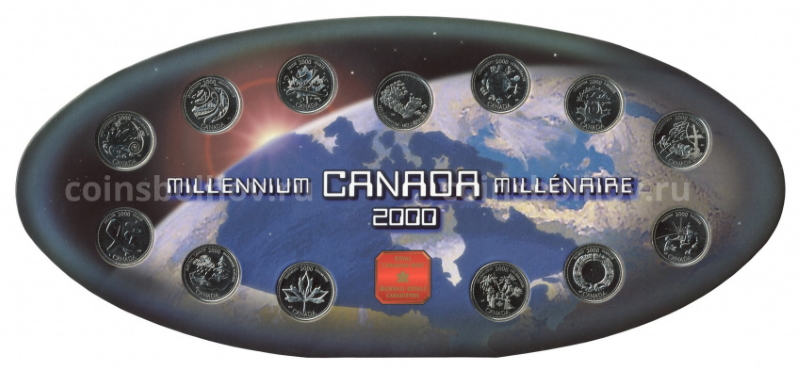 Набор — 25 центов 2000 год серия «Миллениум» (12 монет)